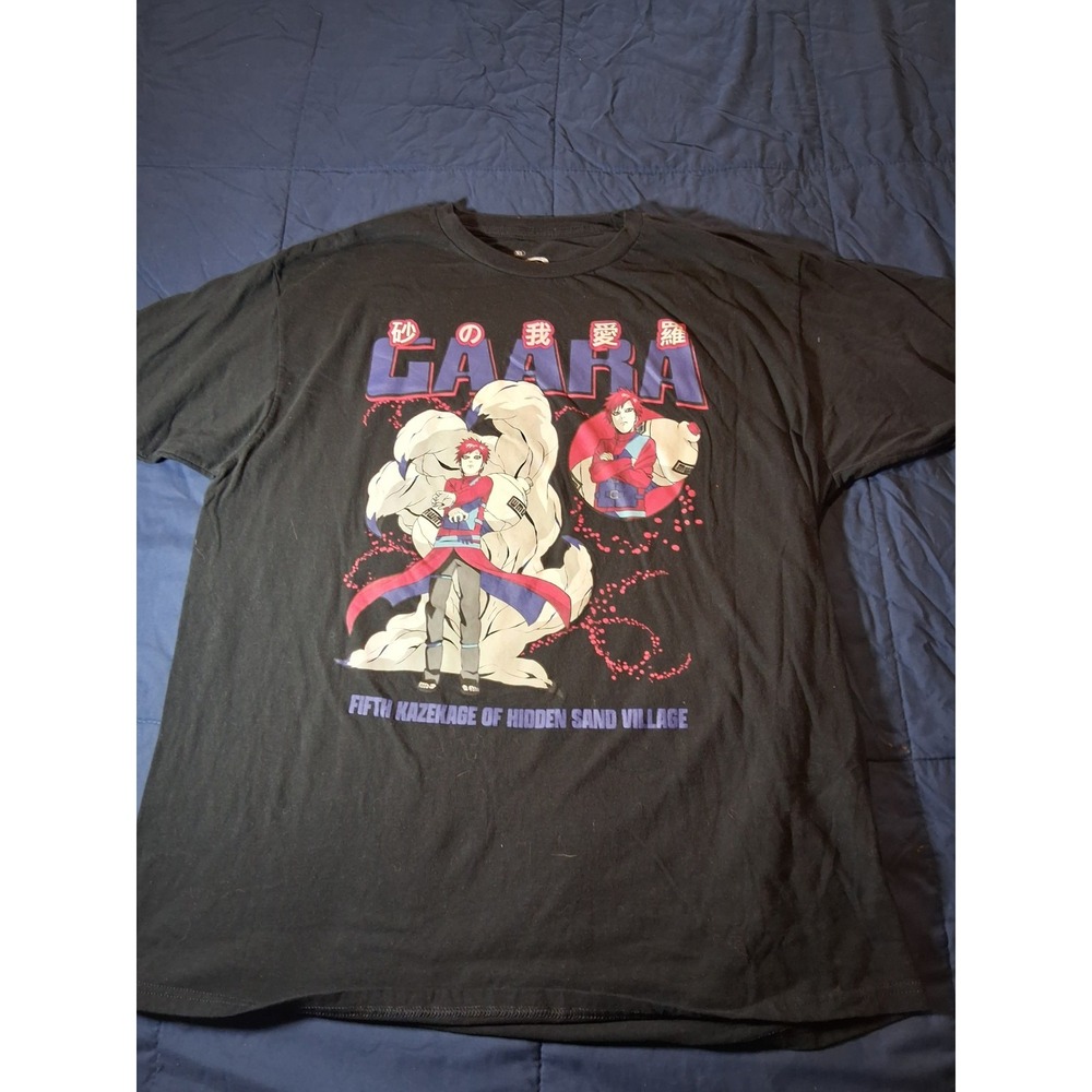 Vintage Naruto Shippuden Gaara Black Short Sleeve Graphic Anime T Shirt‎ Sz XL